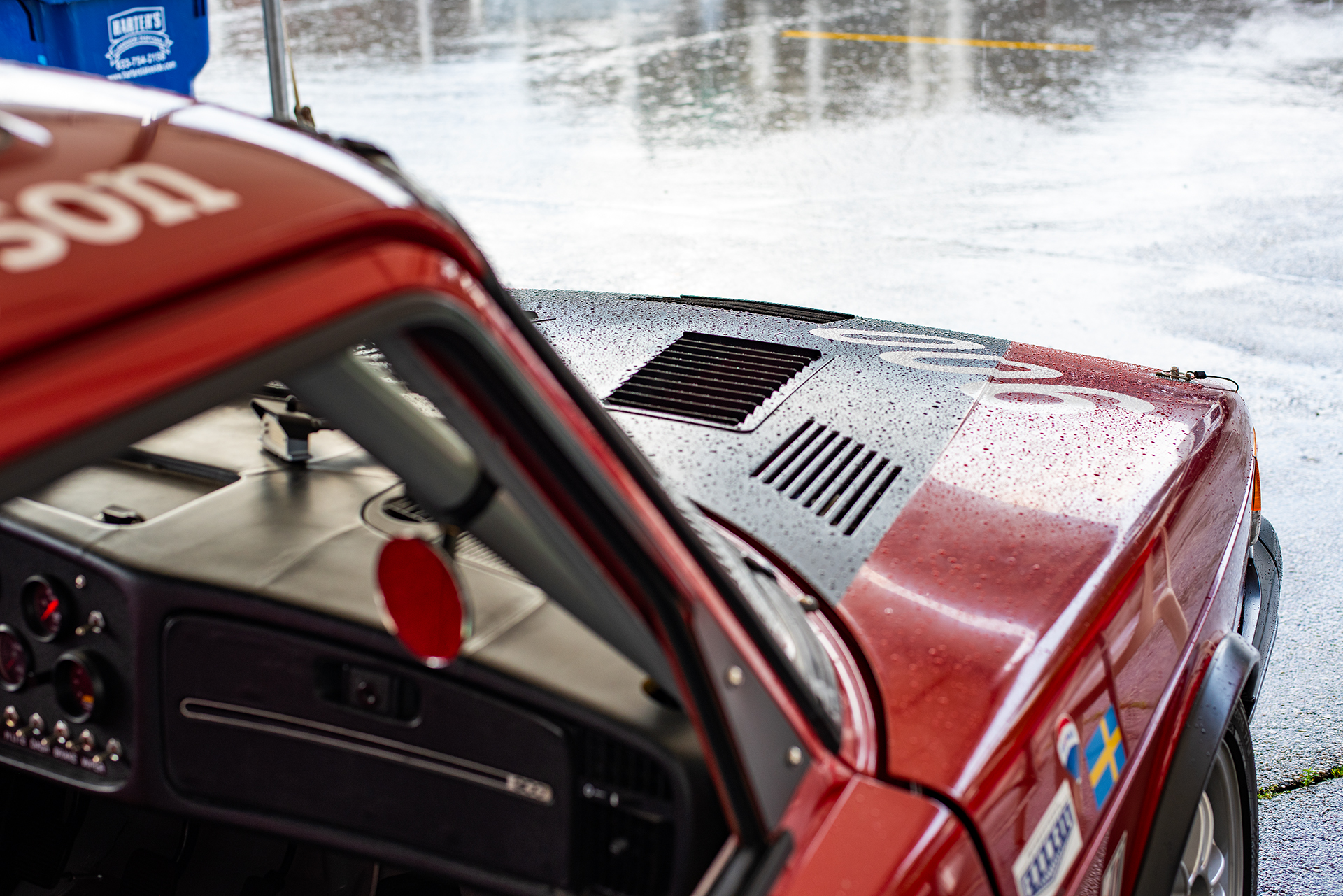 The rain and the SAAB hood